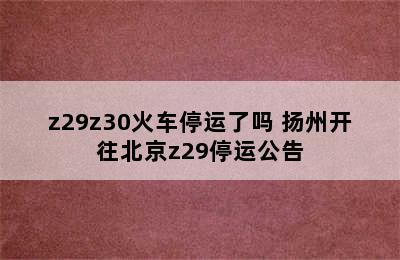 z29z30火车停运了吗 扬州开往北京z29停运公告